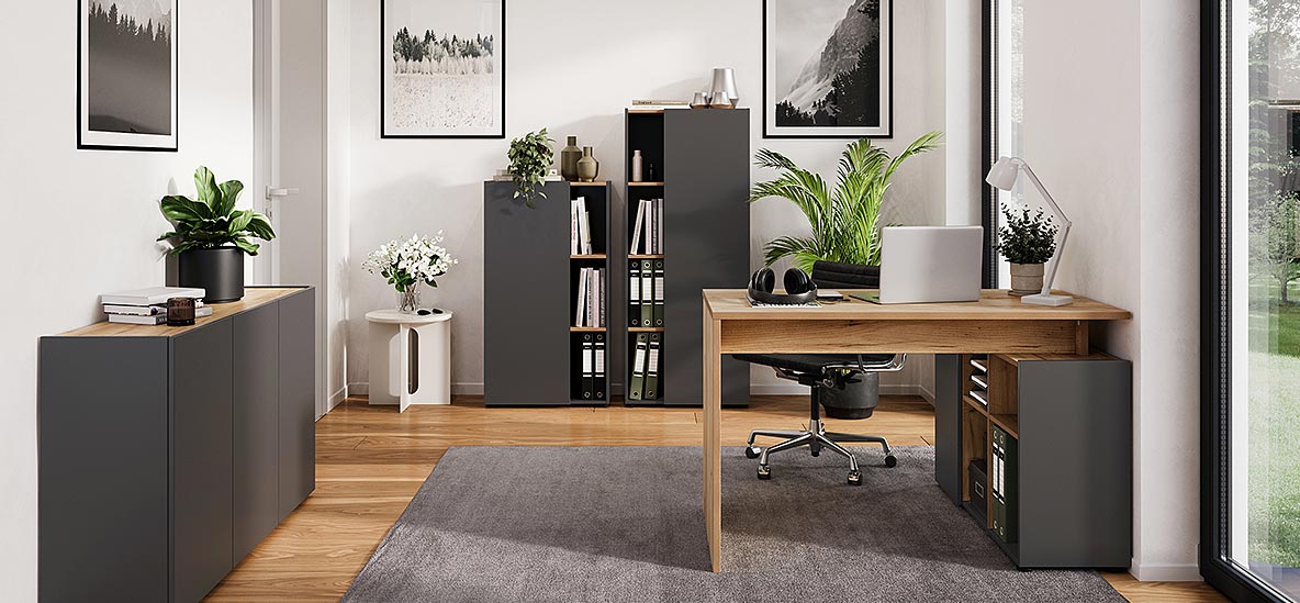 Möbelprogramm Adrano Grafit/Navarraeiche