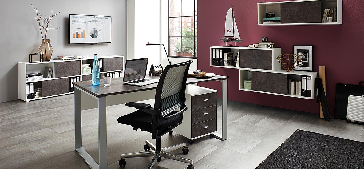 Möbelprogramm Altino Weiß/Dunkelgrau