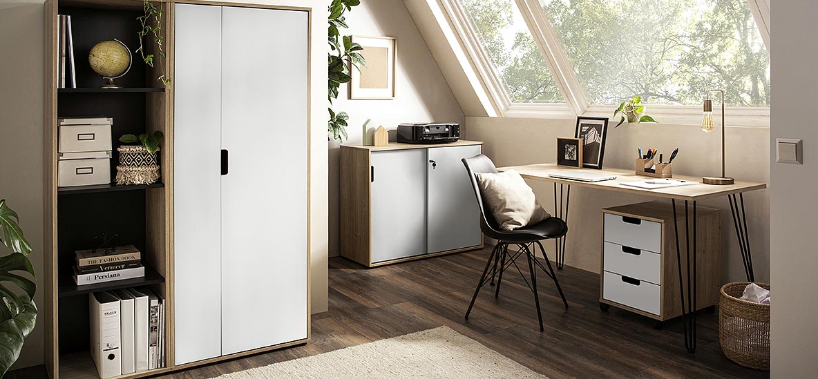 Möbelprogramm Emmik Eiche/Weiß