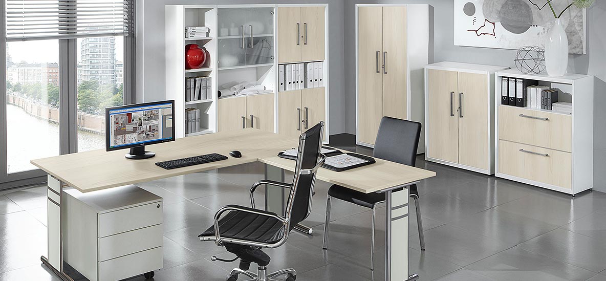 Möbelprogramm Priola Ahorn/Weiß