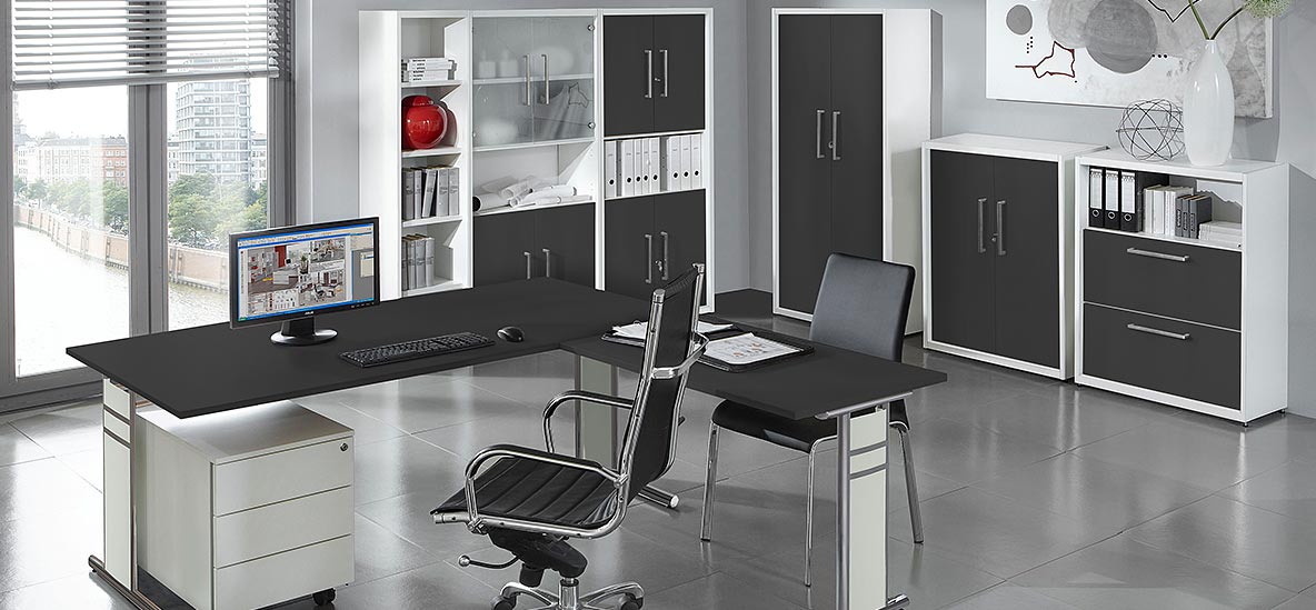 Möbelprogramm Priola Anthrazit/Weiß