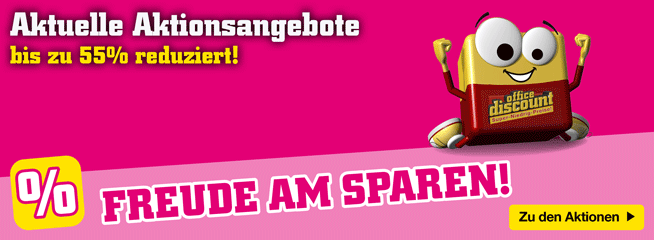 Banner mit Text 'Aktuelle Aktionsangebote bis zu 55% reduziert!' und gelbem Button 'Jetzt entdecken'