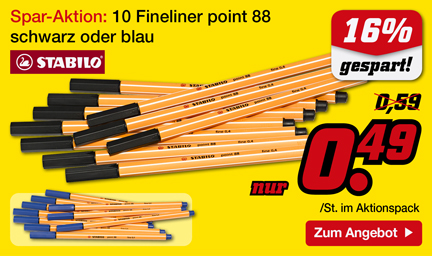 10x Stabilo Point 88 schwarz und blau