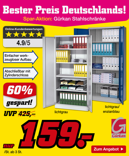 Stahlschrank blau und grau