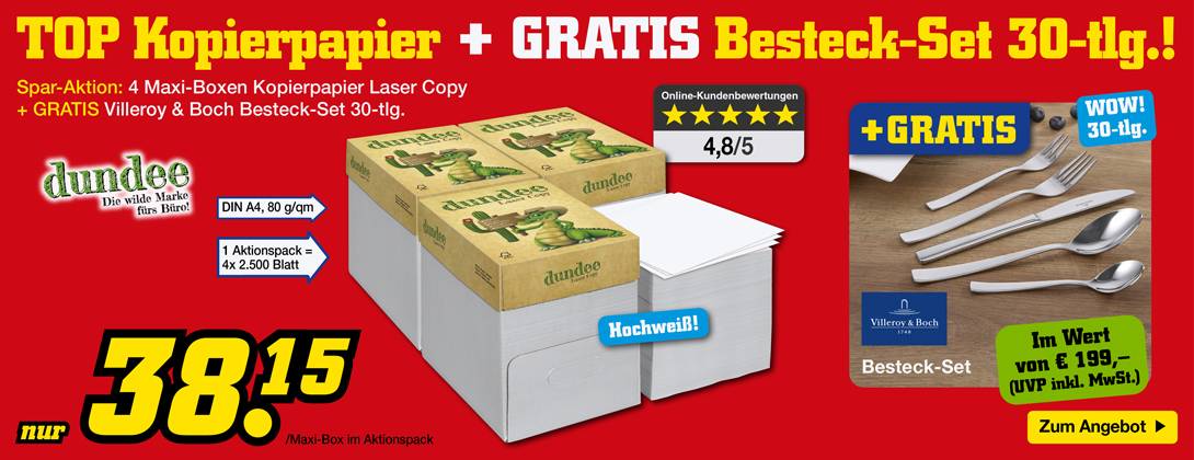 4 MB Dundee Kopierpapier + Villeroy & Boch Besteck-Set