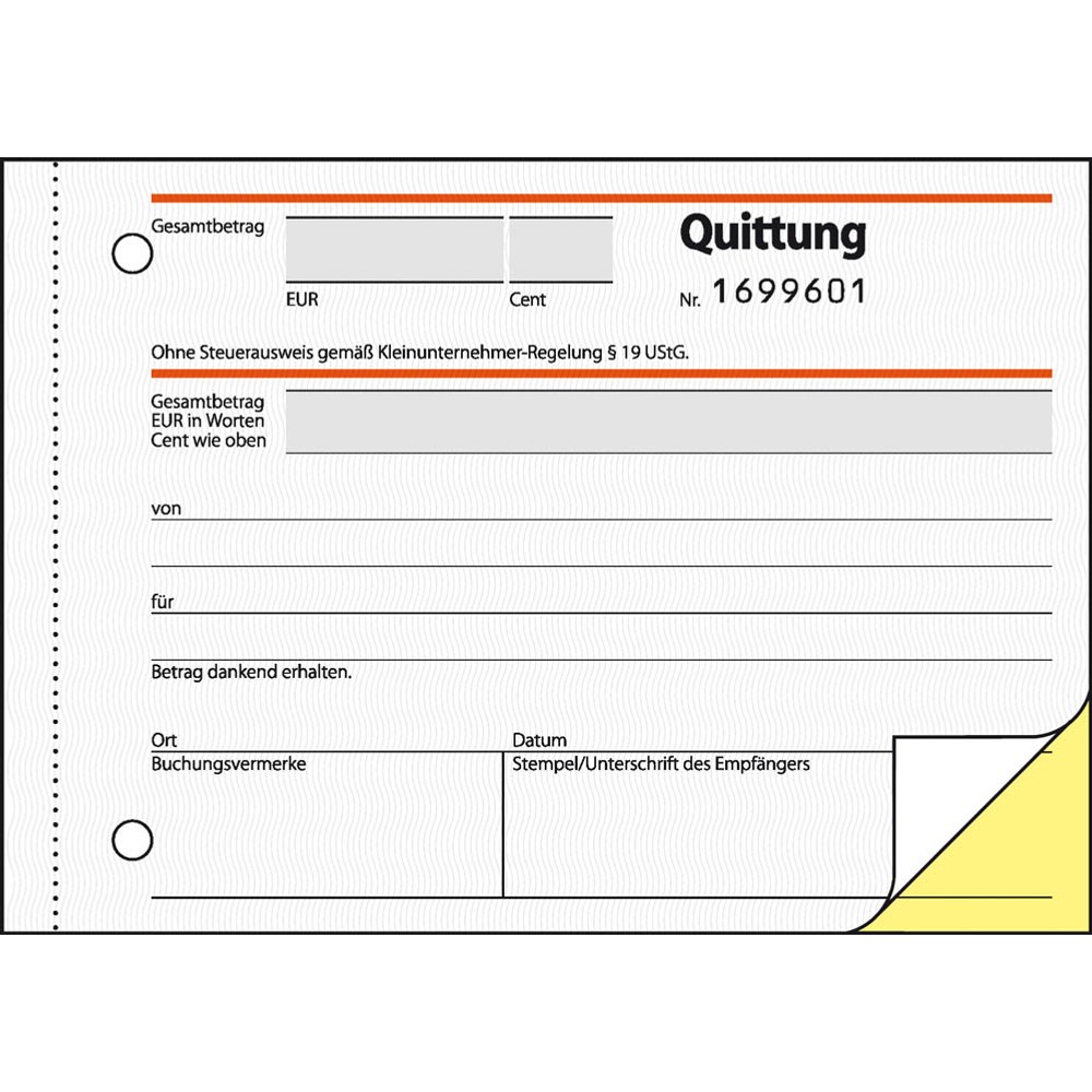 Sigel Formularbuch Sd120 Quittung Für Kleinunternehmer Ohne Mwst